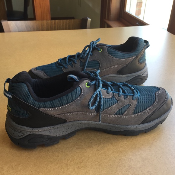 ⭐️10EE wide New Lands’ End men’s trek walking shoes brown & teal green blue - Picture 2 of 9